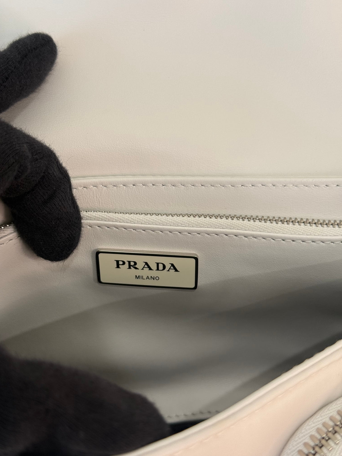 Prada Cargo Pocket Nylon/Brushed White Leather Crossbody Bag