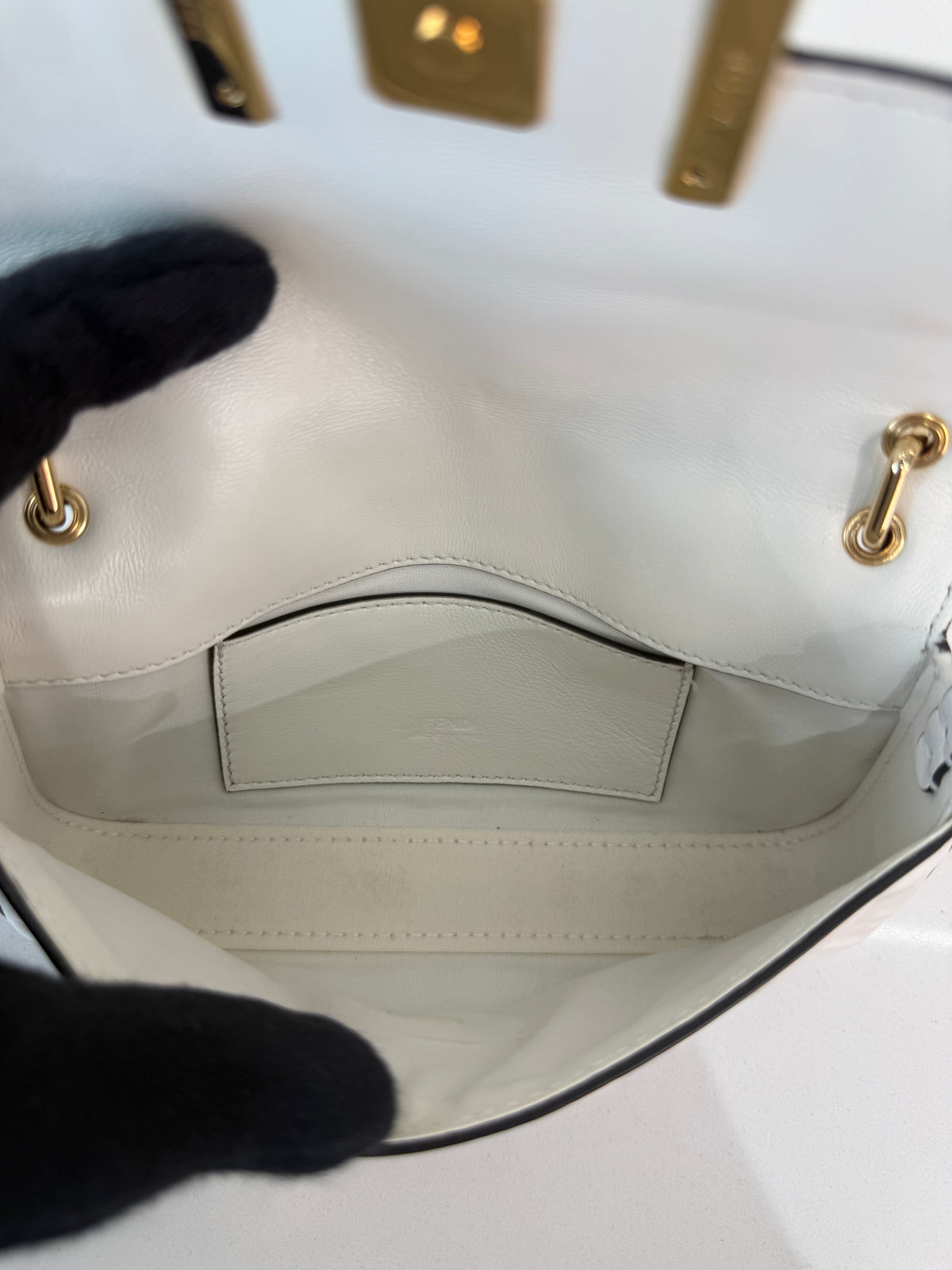 Fendi Nappa FF White Embossed Mini Baguette