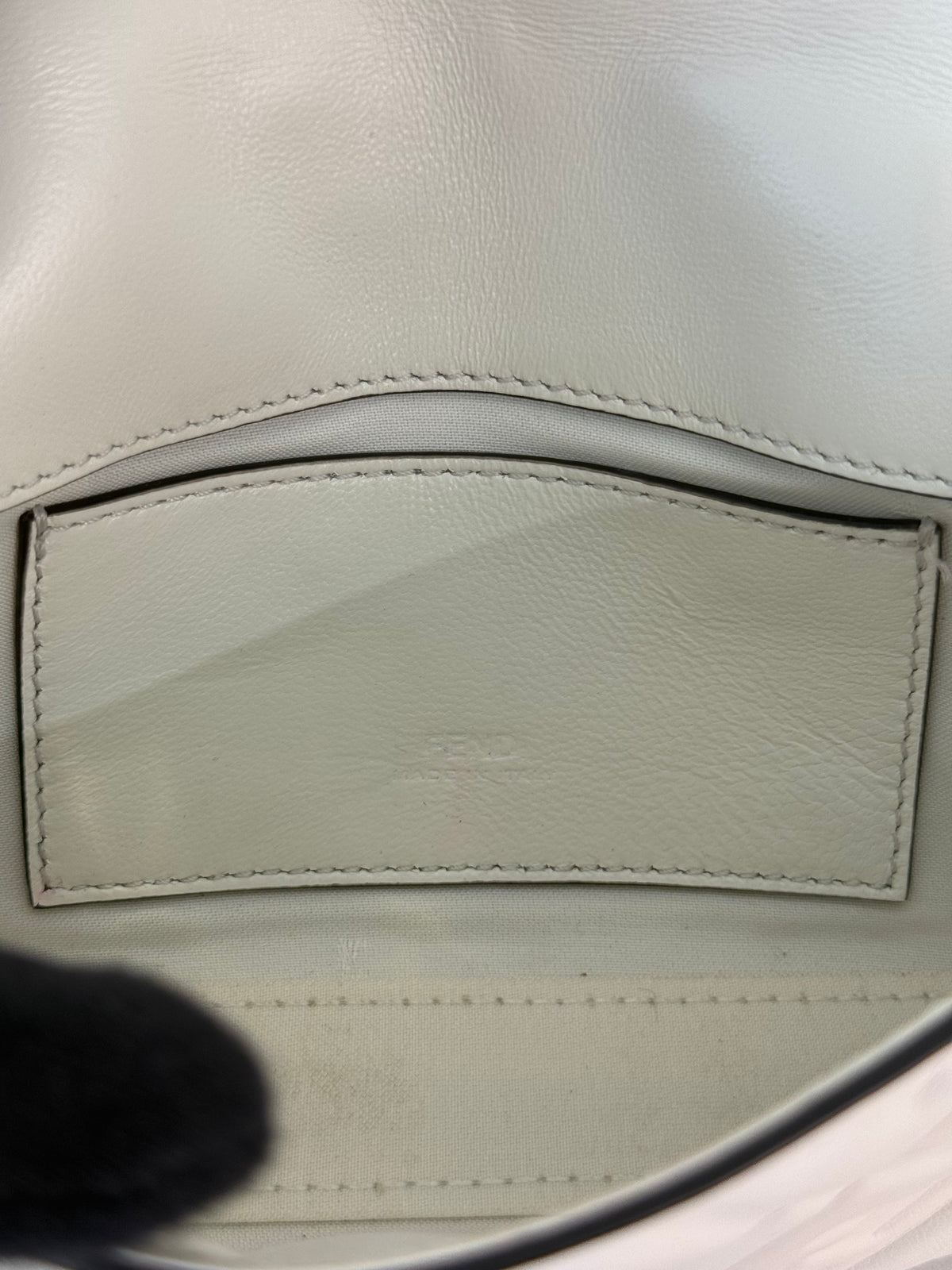 Fendi Nappa FF White Embossed Mini Baguette