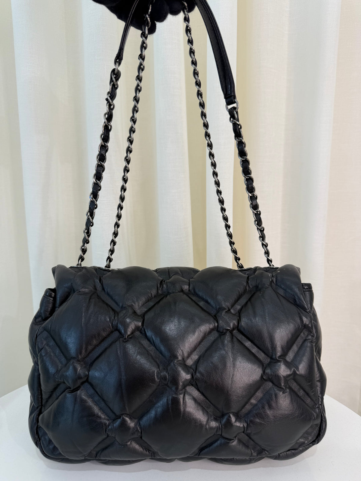 Chanel Black Quilted Leather Chesterfield Large Flap Bag
