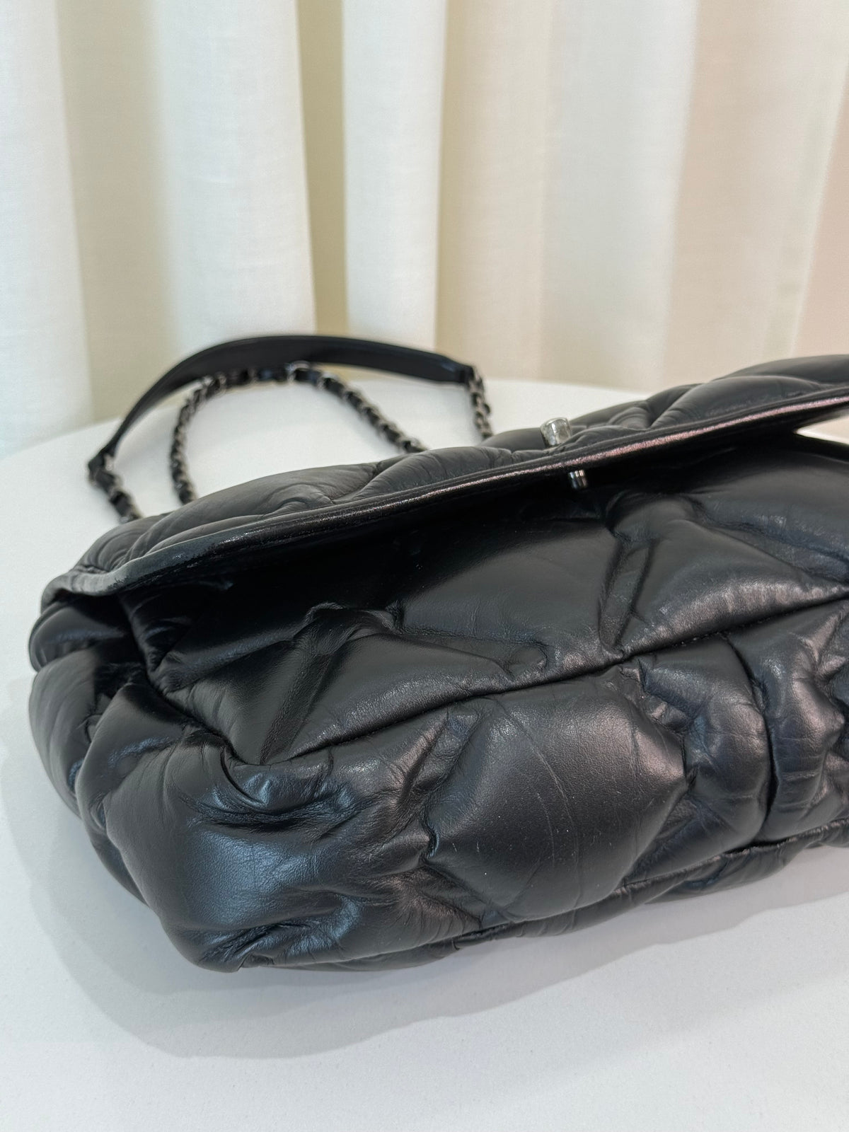 Chanel Black Quilted Leather Chesterfield Large Flap Bag