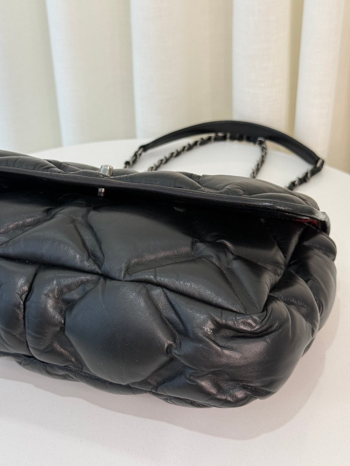 Chanel Black Quilted Leather Chesterfield Large Flap Bag