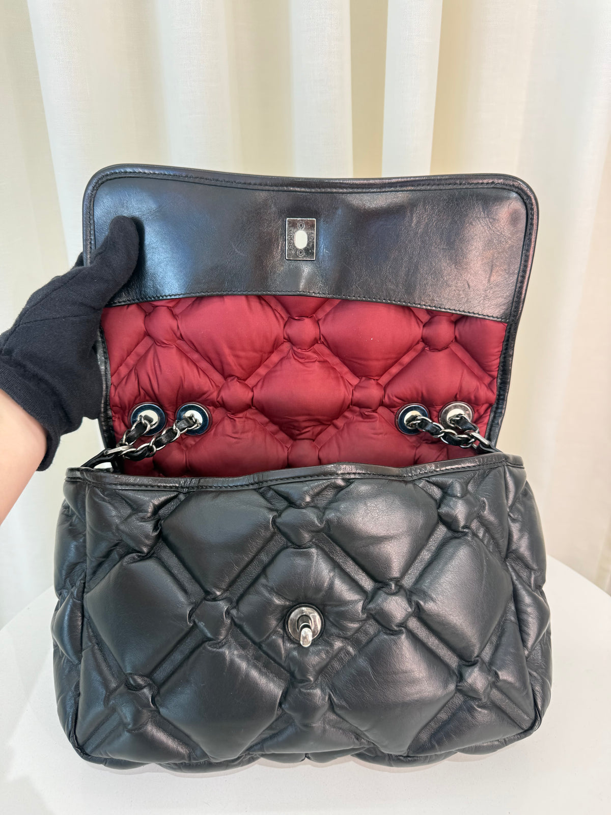 Chanel Black Quilted Leather Chesterfield Large Flap Bag