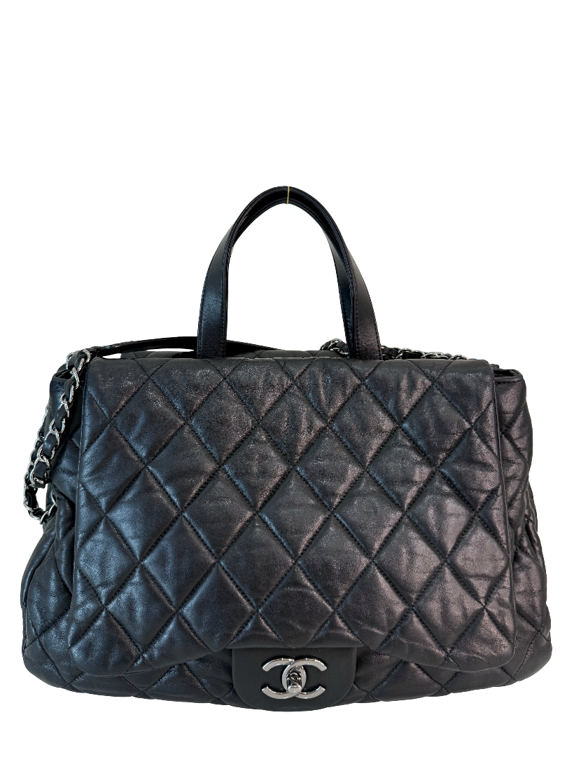 Chanel Black Lambskin Double-Sided Flap Accordion Tote