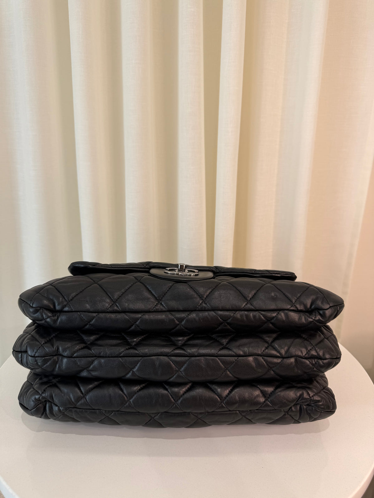 Chanel Black Lambskin Double-Sided Flap Accordion Tote
