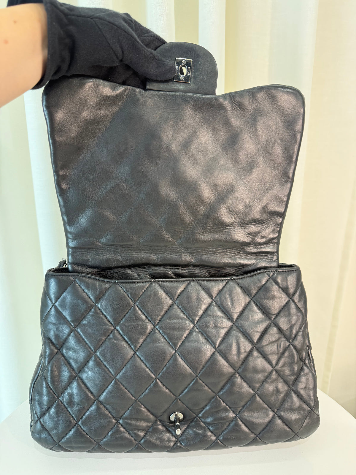 Chanel Black Lambskin Double-Sided Flap Accordion Tote