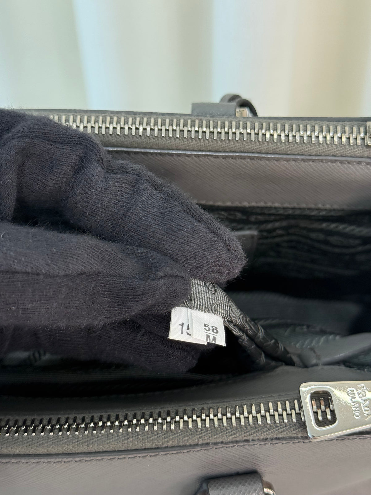 Prada Saffiano Small Galleria Double Zip Tote Gray