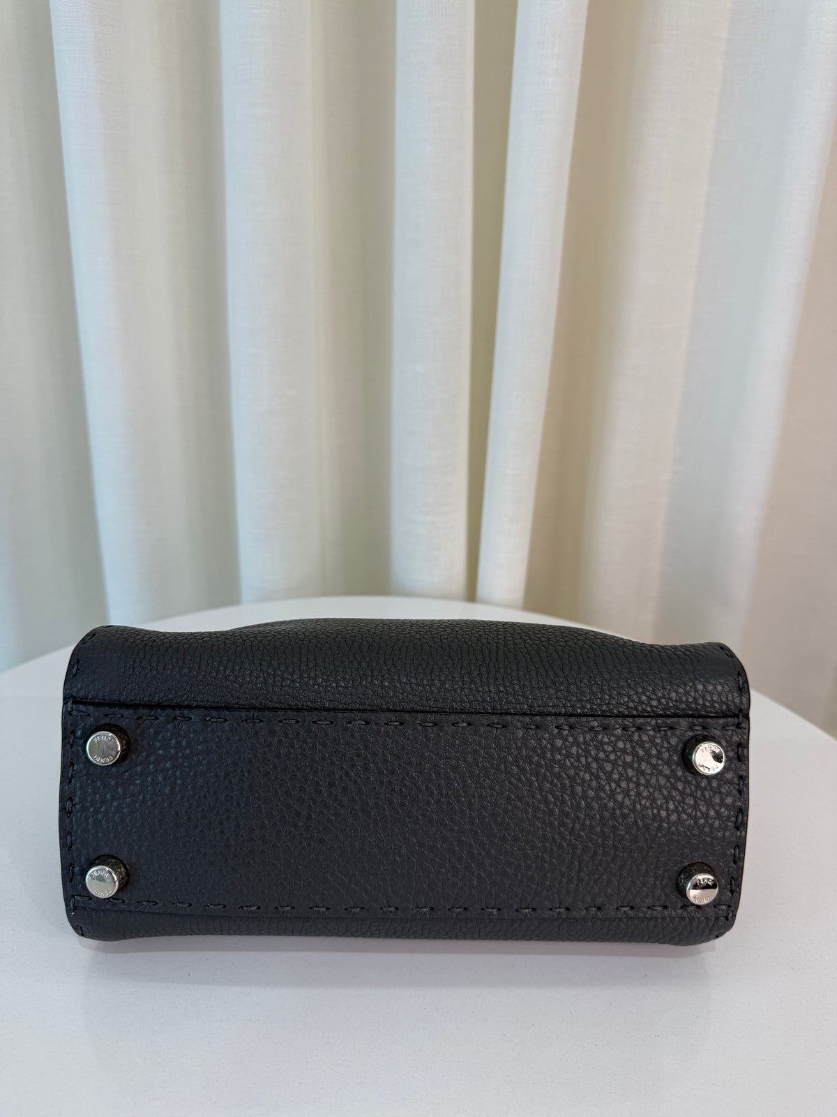 Fendi Selleria Mini Peekaboo Grey Asphalt Leather Bag