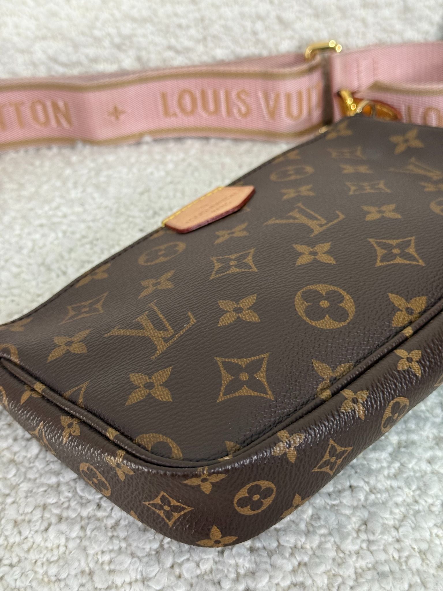 Louis Vuitton Multi Pochette Accessoires Rose Clair Strap Monogram Canvas
