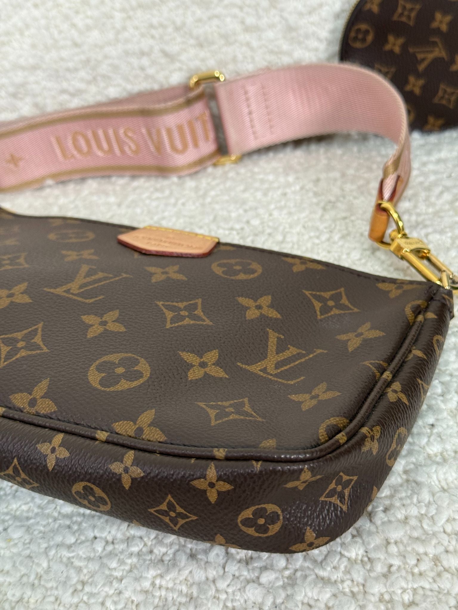 Louis Vuitton Multi Pochette Accessoires Rose Clair Strap Monogram Canvas