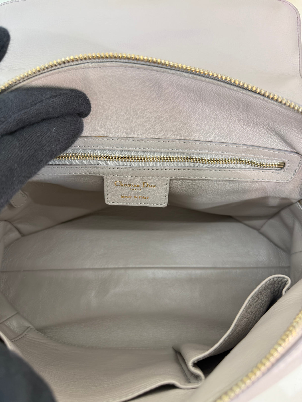 Christian Dior Push Lock Grey Leather Top Handle