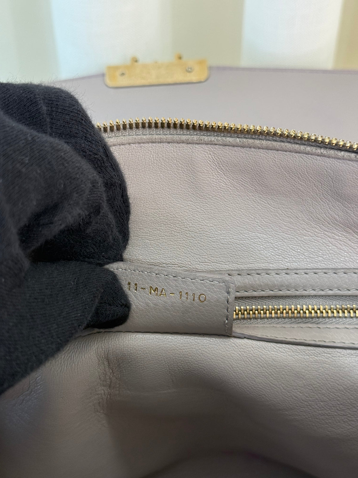Christian Dior Push Lock Grey Leather Top Handle