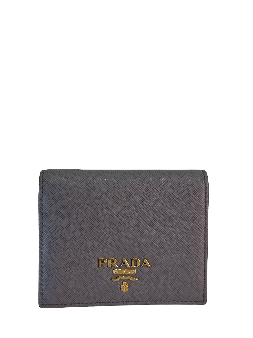 Prada Small Saffiano Leather Wallet Clay Grey