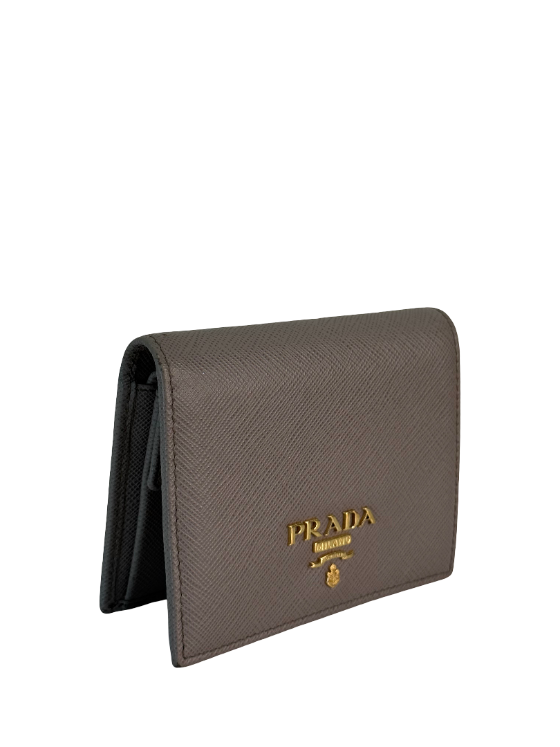 Prada Small Saffiano Leather Wallet Clay Grey