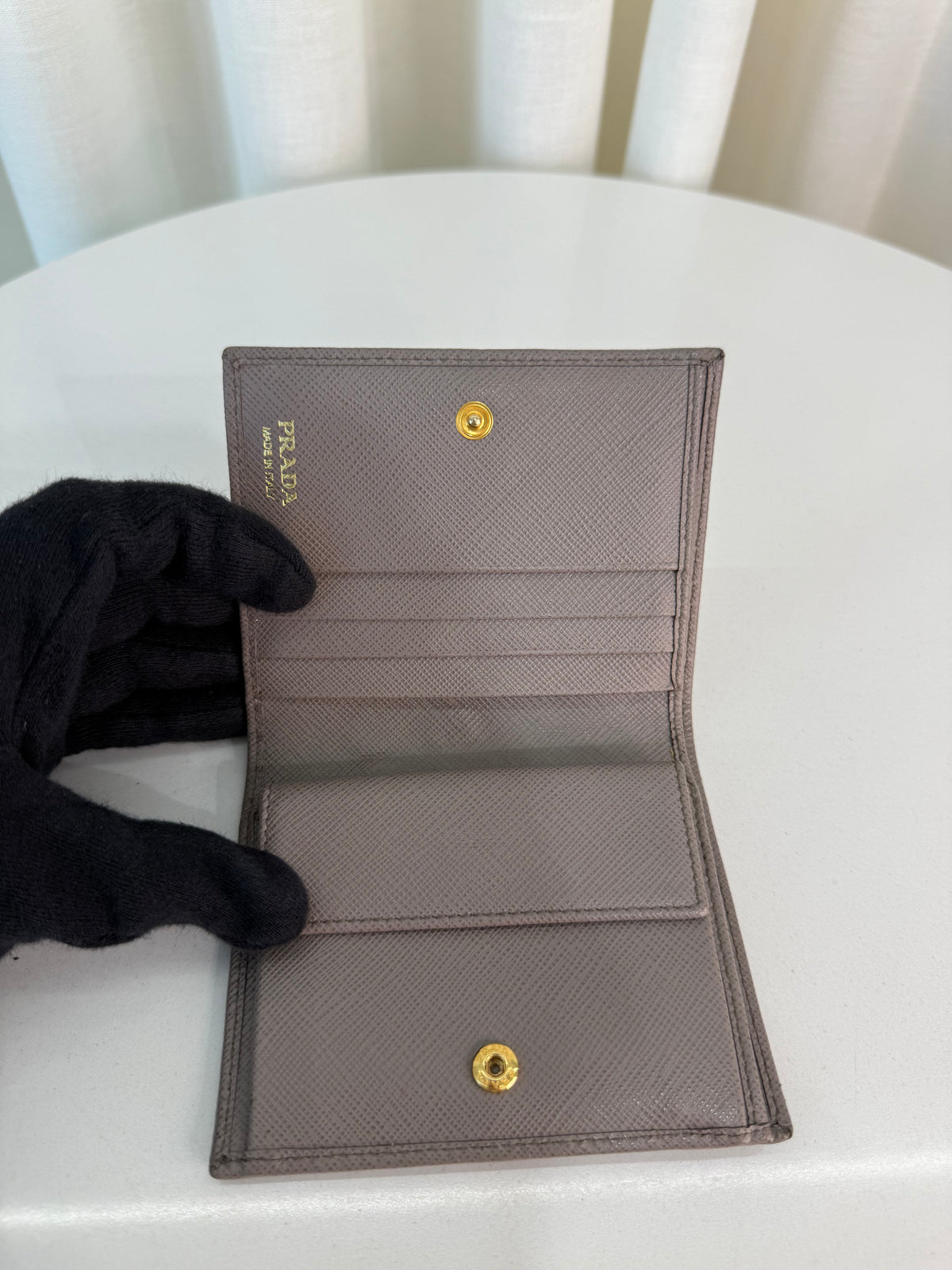 Prada Small Saffiano Leather Wallet Clay Grey