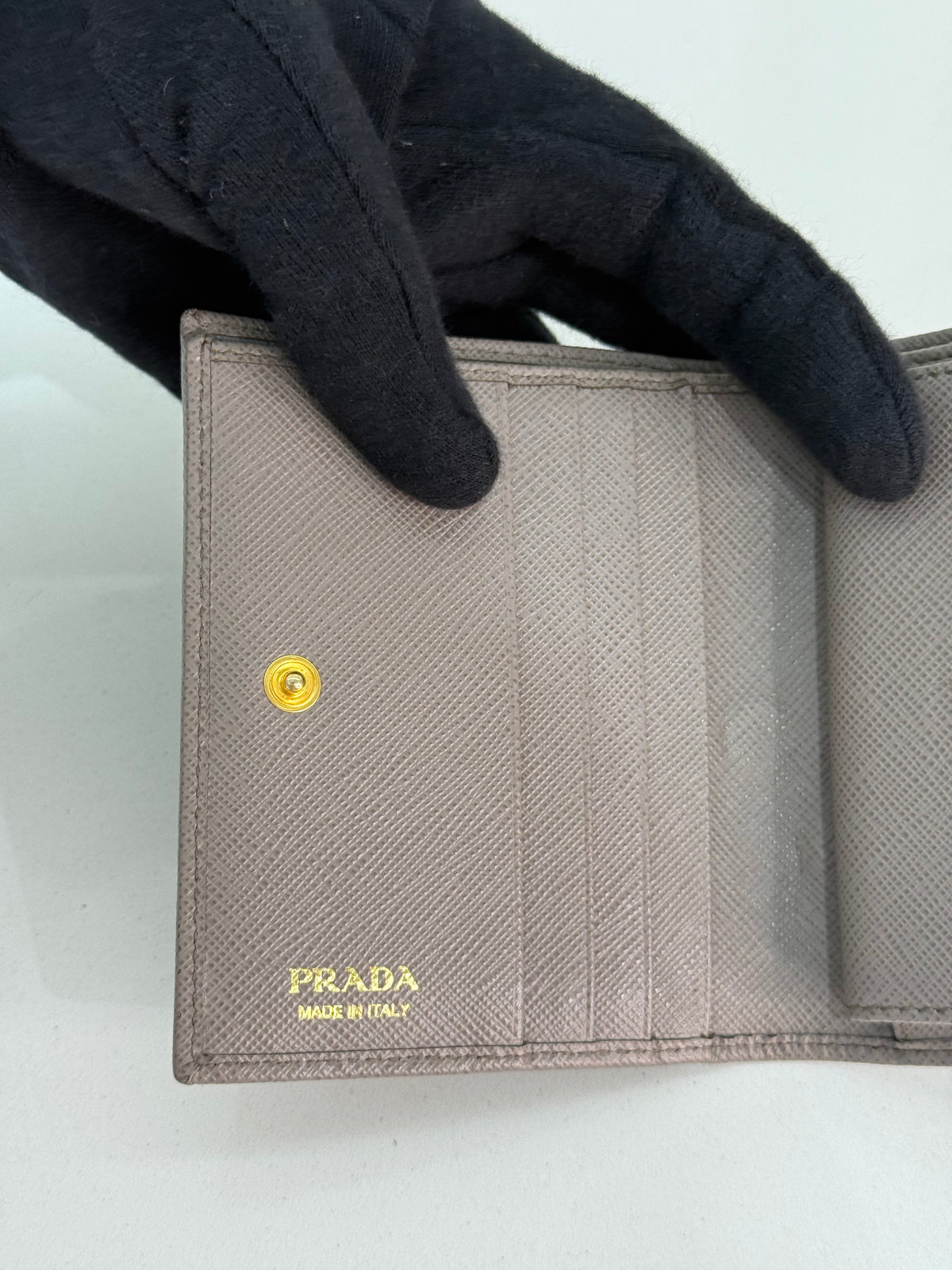 Prada Small Saffiano Leather Wallet Clay Grey