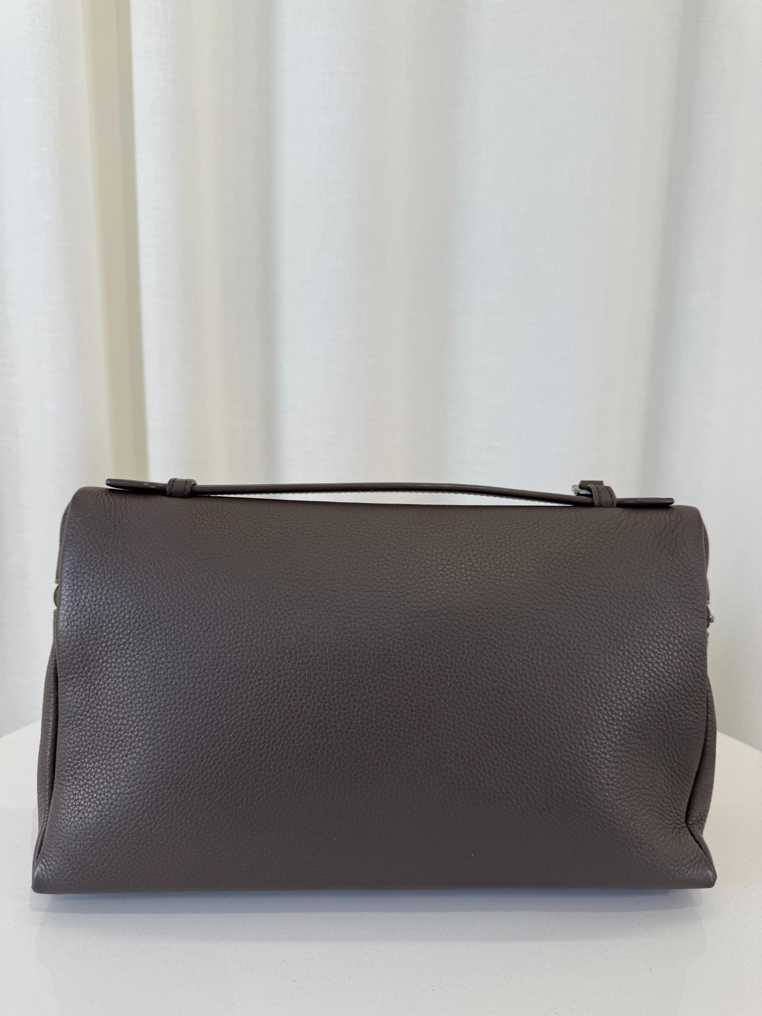 Loro Piana Men's Extra Pouch L29 Dark Brown Grained Calfskin Leather