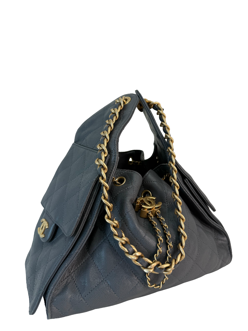 Chanel 25 Small Caviar Quilted Dark Grey Shoulder Bag