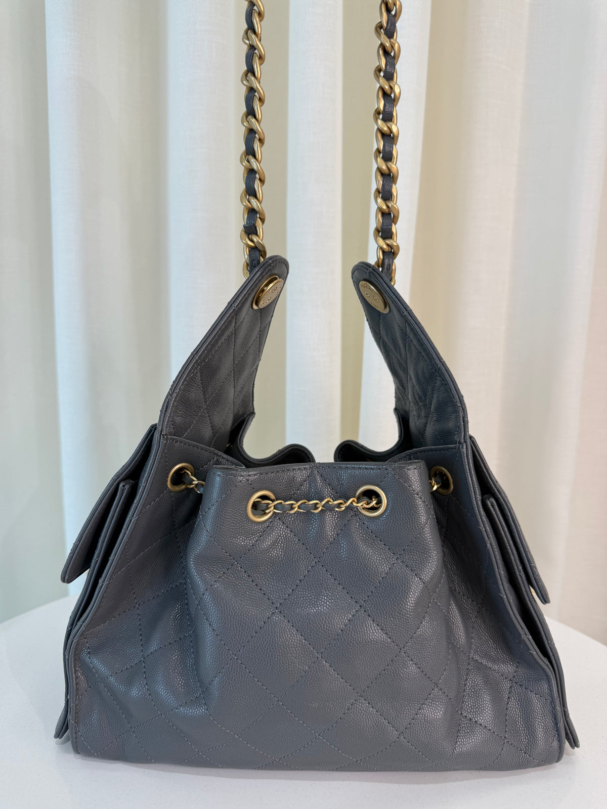 Chanel 25 Small Caviar Quilted Dark Grey Shoulder Bag