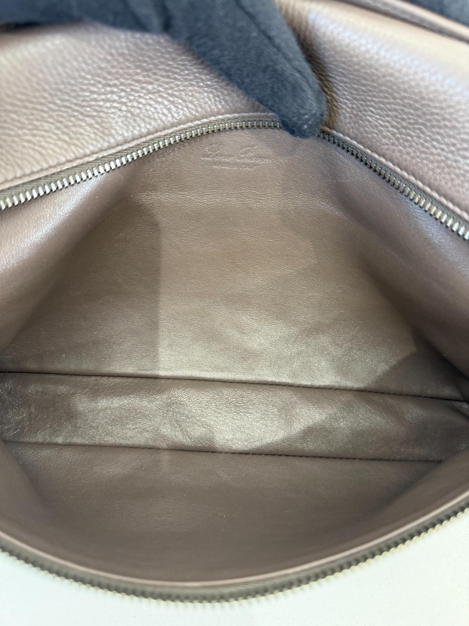 Loro Piana Men's Extra Pouch L29 Dark Brown Grained Calfskin Leather