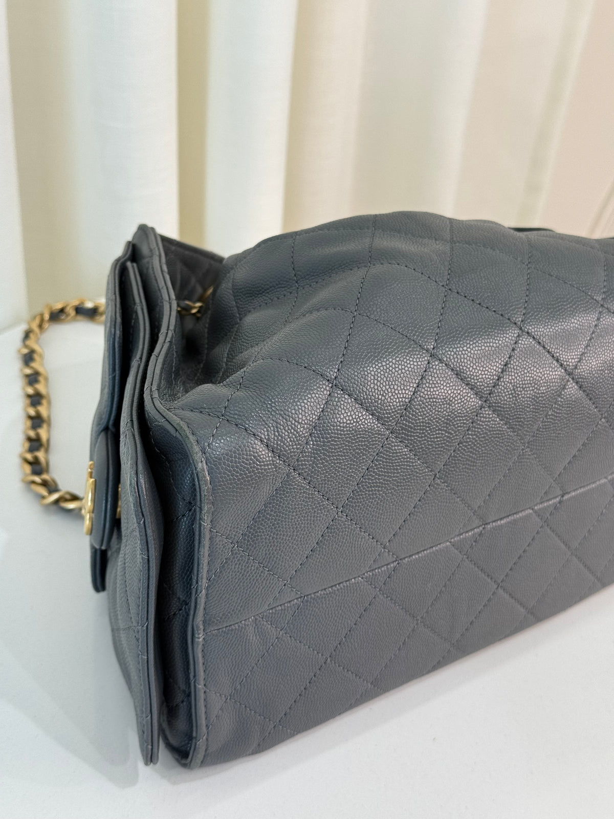 Chanel 25 Small Caviar Quilted Dark Grey Shoulder Bag