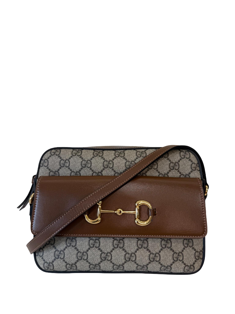 Gucci Horsebit 1955 GG Supreme Flap Pocket Camera Bag