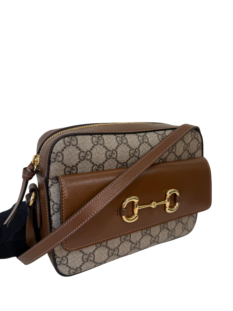 Gucci Horsebit 1955 GG Supreme Flap Pocket Camera Bag