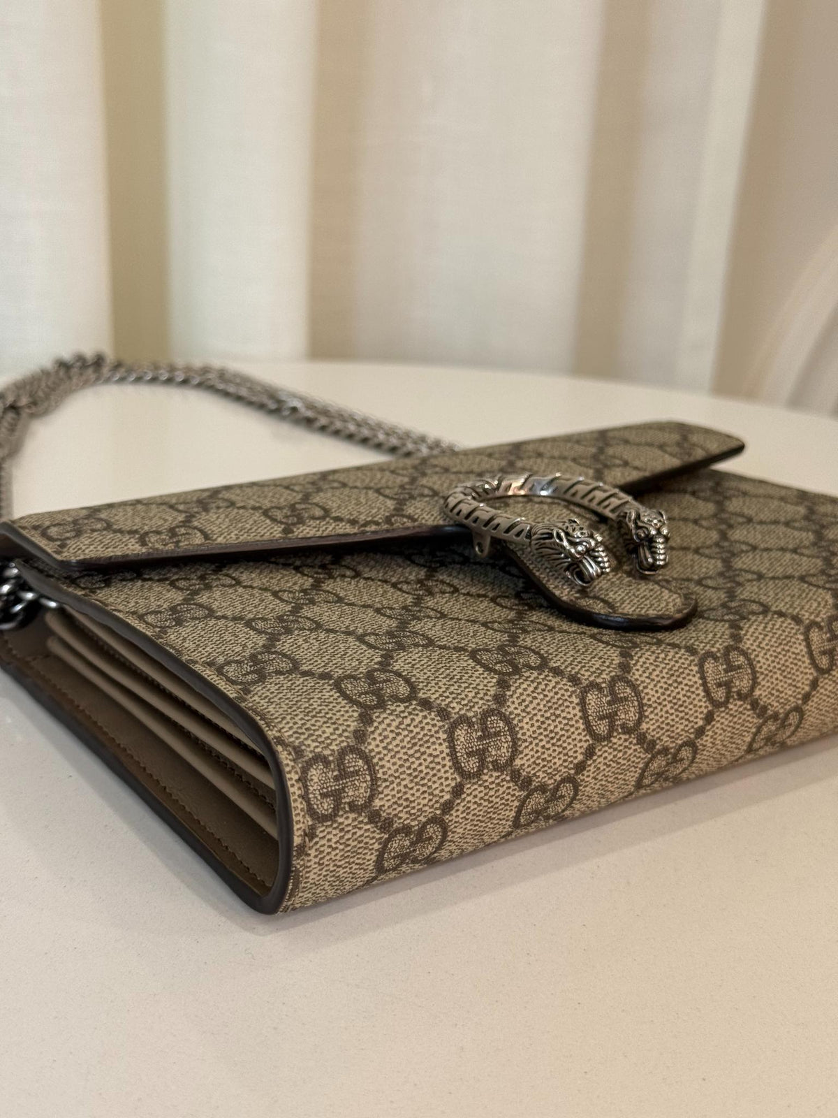 Gucci Dionysus GG Supreme Beige/Ebony Wallet on Chain