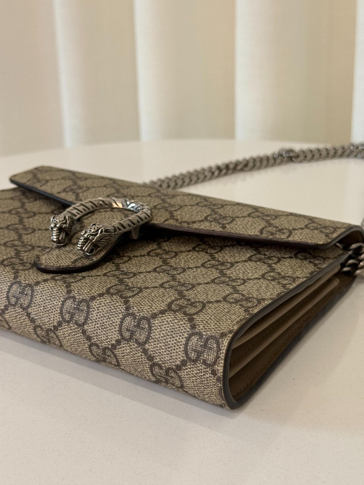 Gucci Dionysus GG Supreme Beige/Ebony Wallet on Chain