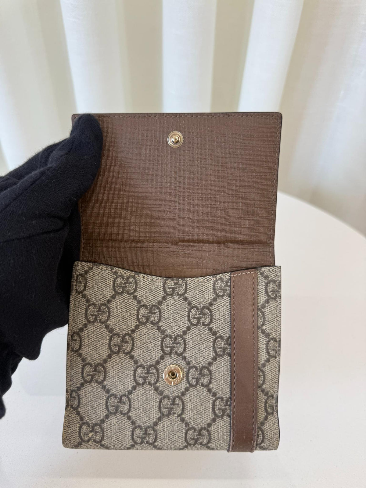 Gucci Beige/Brown GG Coated Canvas Nice Compact Wallet