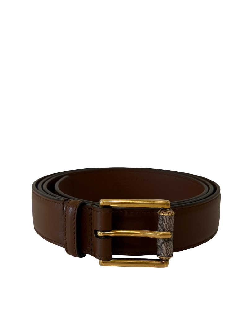 Gucci Brown Leather Logo Detail Belt