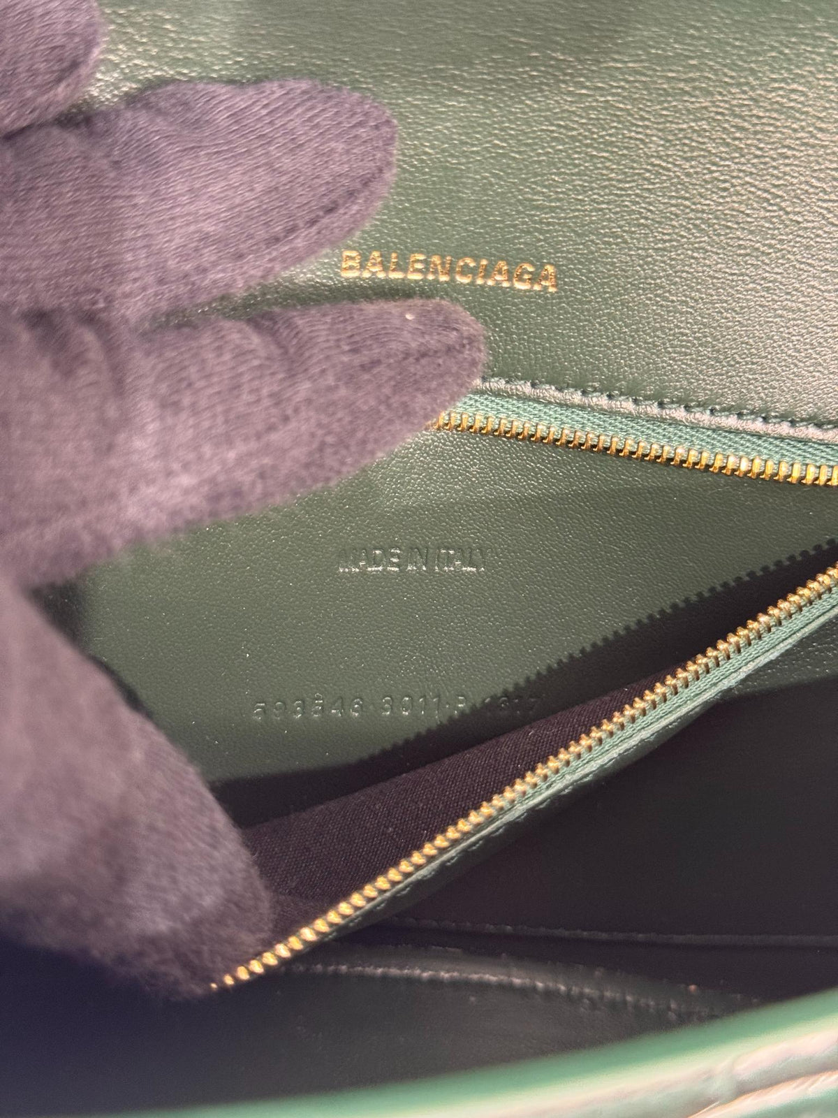 Balenciaga Hourglass Small Croc Embossed Top Handle Bag