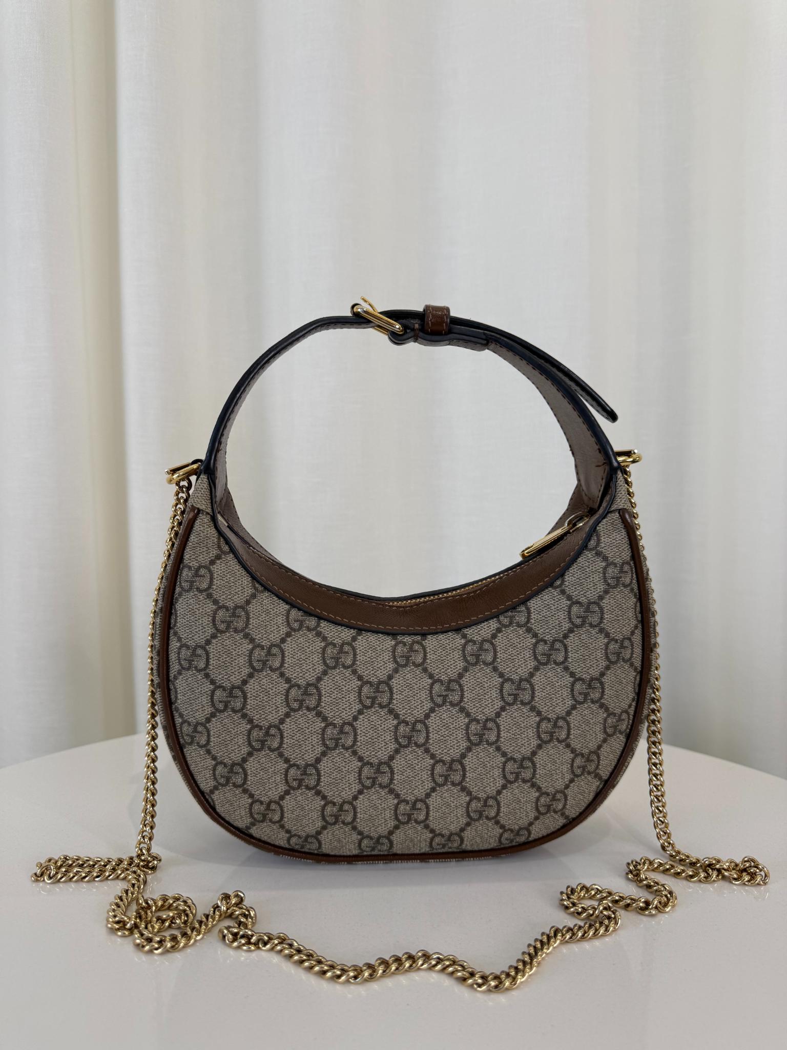 Gucci GG Supreme Beige/Ebony Half-Moon Mini Shaped Bag