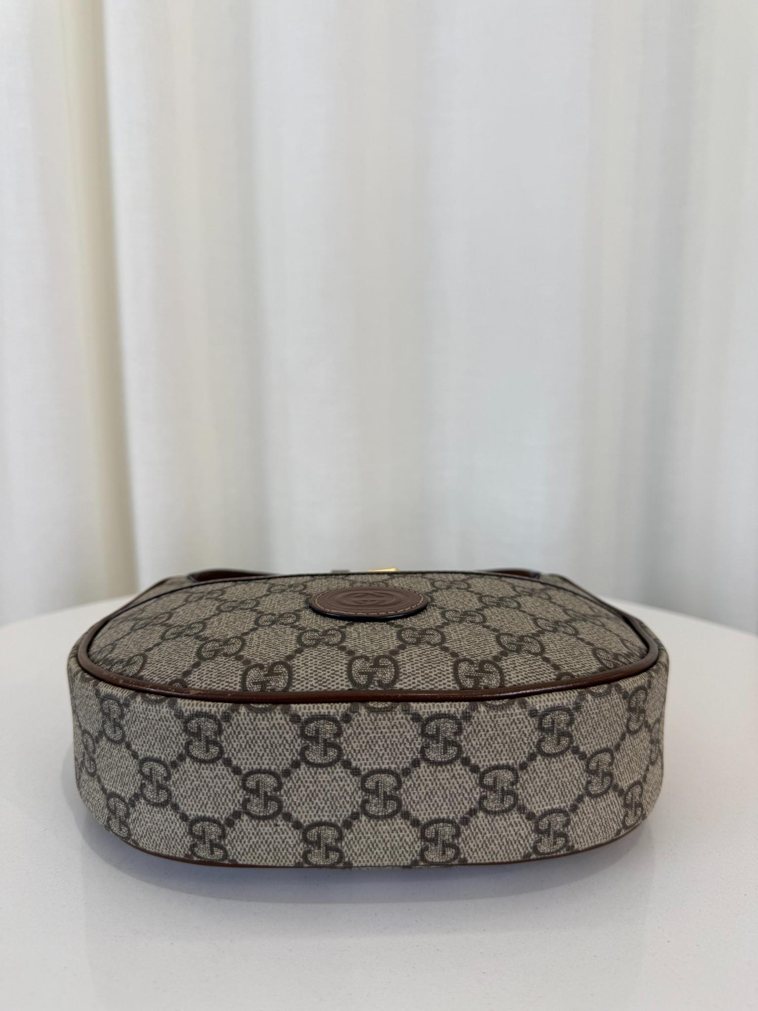 Gucci GG Supreme Beige/Ebony Half-Moon Mini Shaped Bag