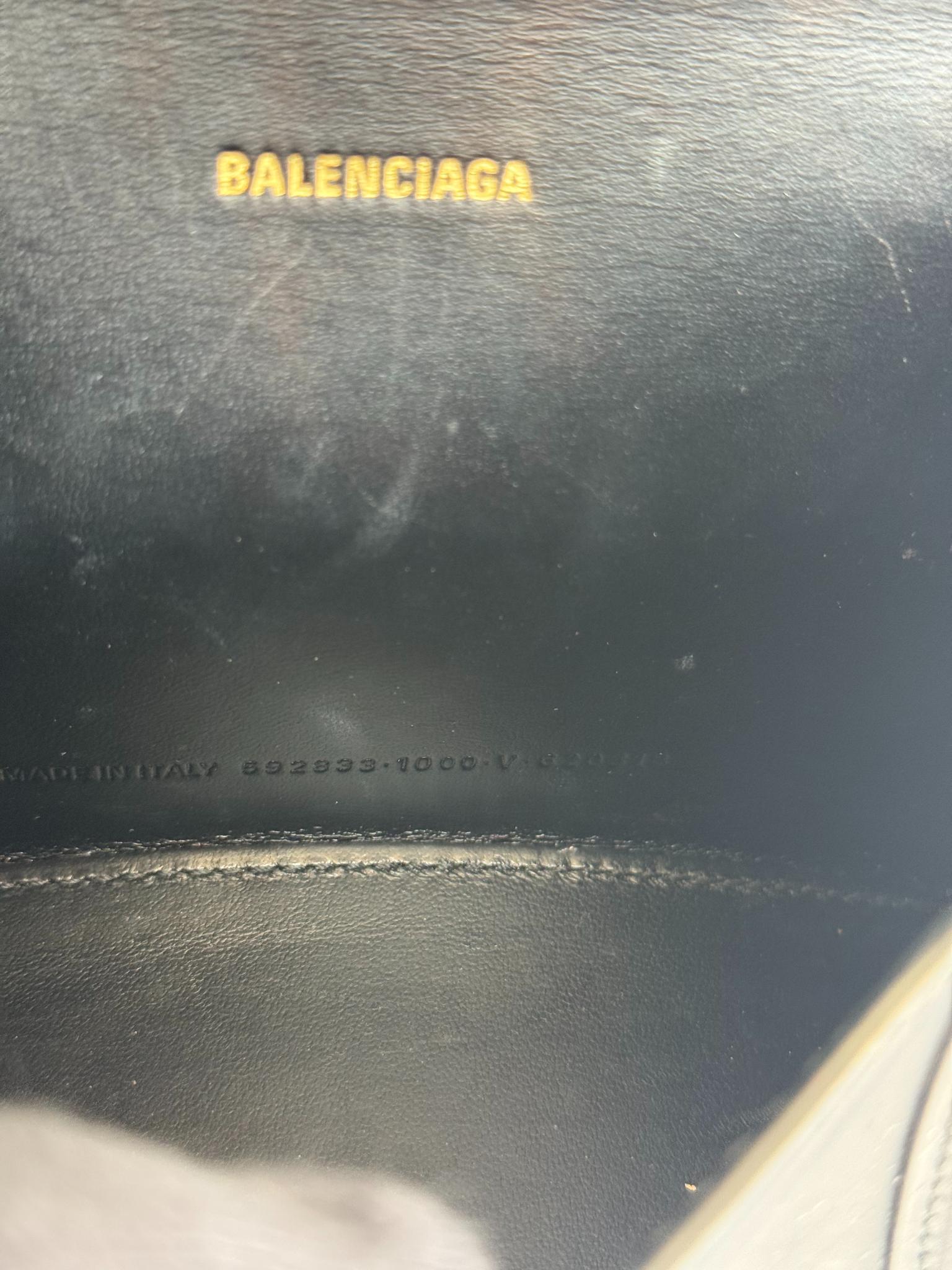Balenciaga Hourglass XS Black Smooth Calf Leather Top Handle Bag
