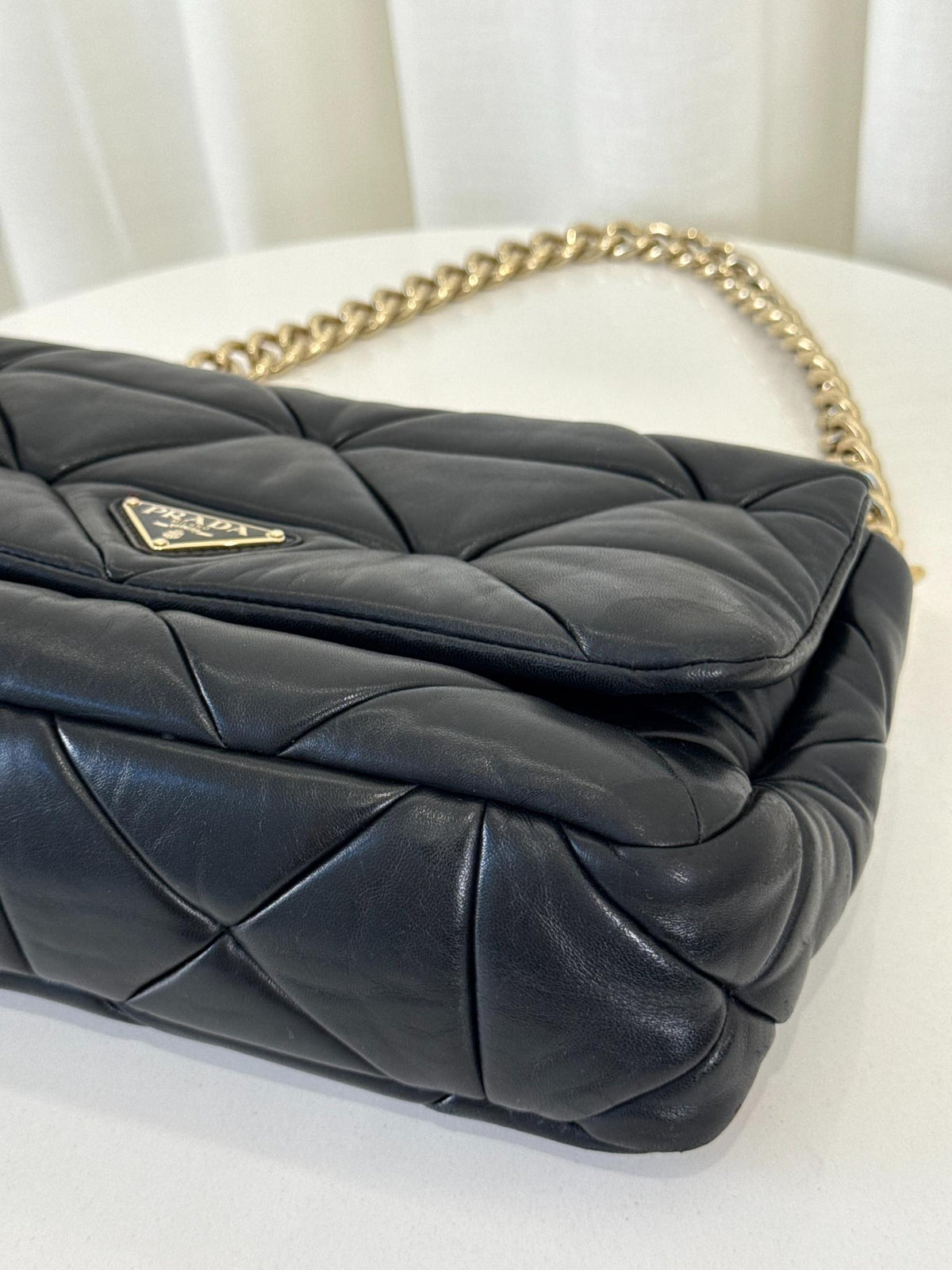 Prada Black Nappa Patchwork Quilted Leather Shoulder Bag