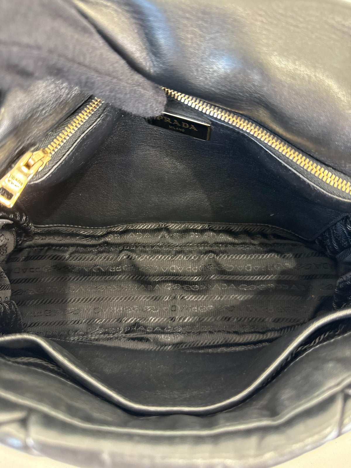 Prada Black Nappa Patchwork Quilted Leather Shoulder Bag