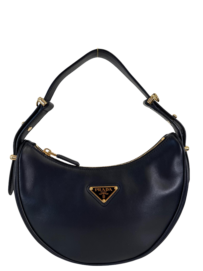 Prada Arqué Black Nappa Leather Small Shoulder Bag