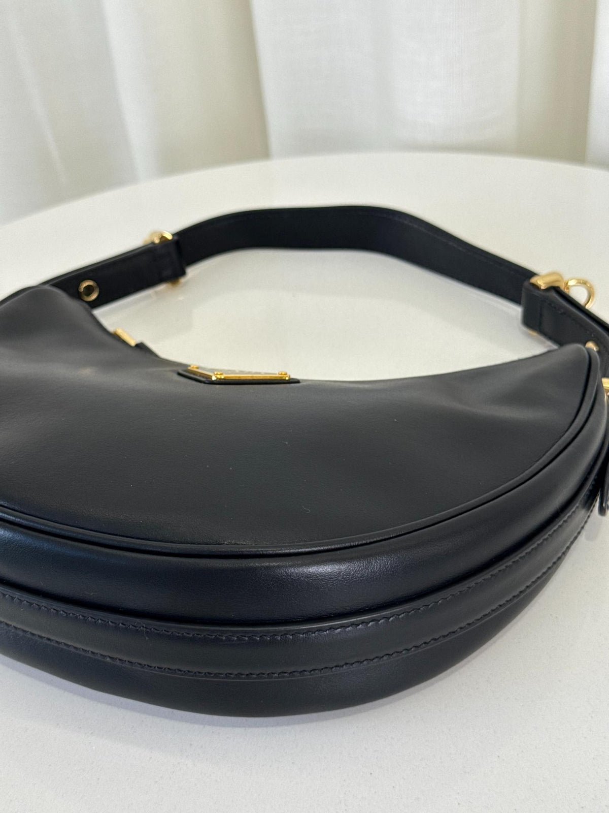 Prada Arqué Black Nappa Leather Small Shoulder Bag