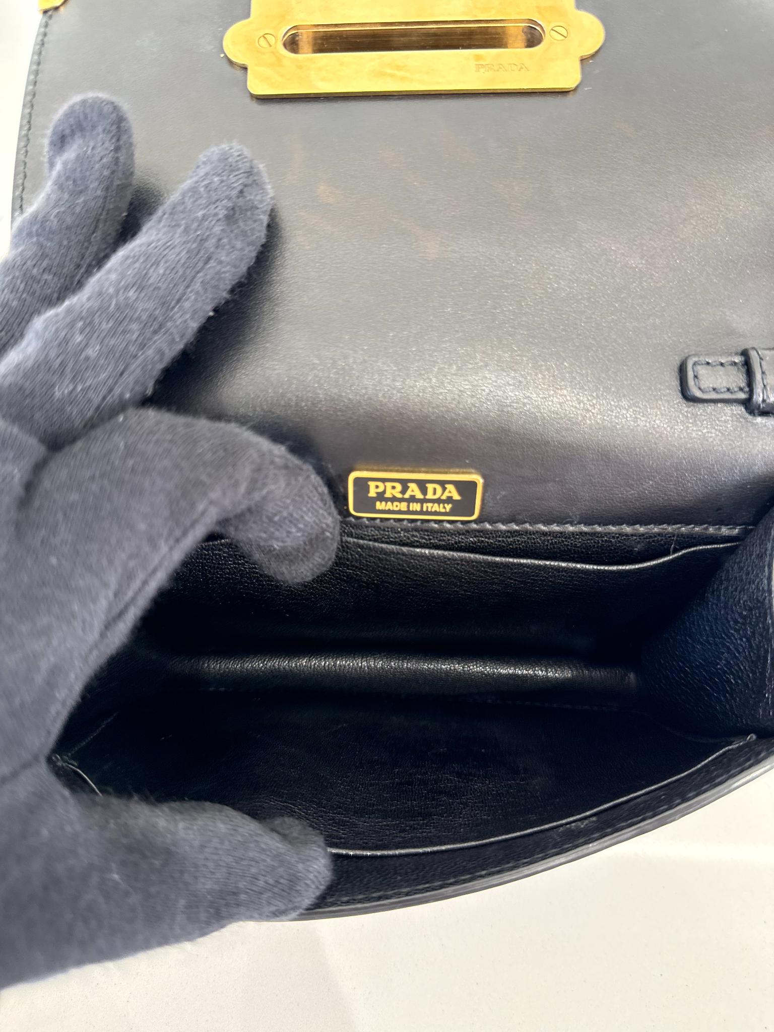 Prada Cahier Black Saffiano/Calfskin Leather Crossbody Bag