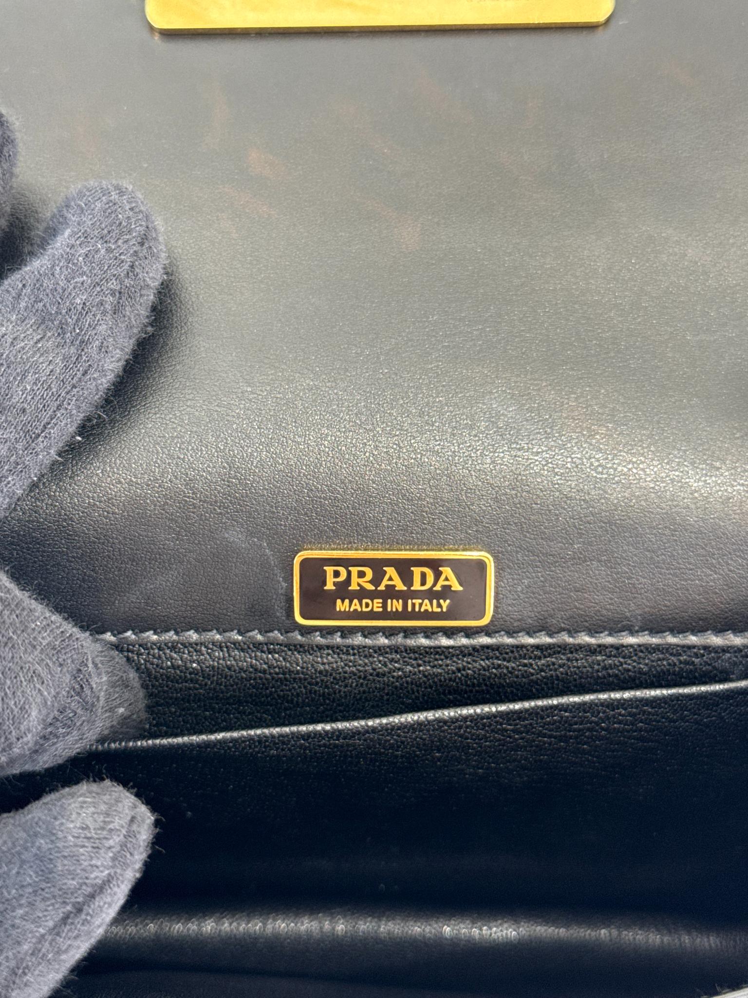Prada Cahier Black Saffiano/Calfskin Leather Crossbody Bag