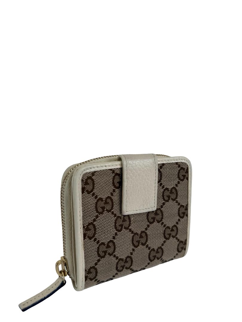 Gucci Beige/White GG Canvas Bifold Wallet
