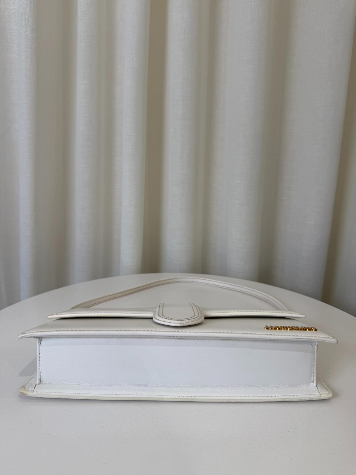 Jacquemus Le Bambino Long White Leather Shoulder Bag