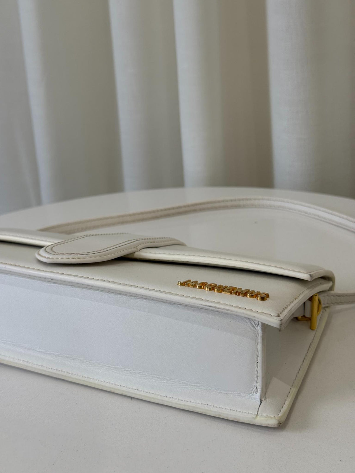 Jacquemus Le Bambino Long White Leather Shoulder Bag