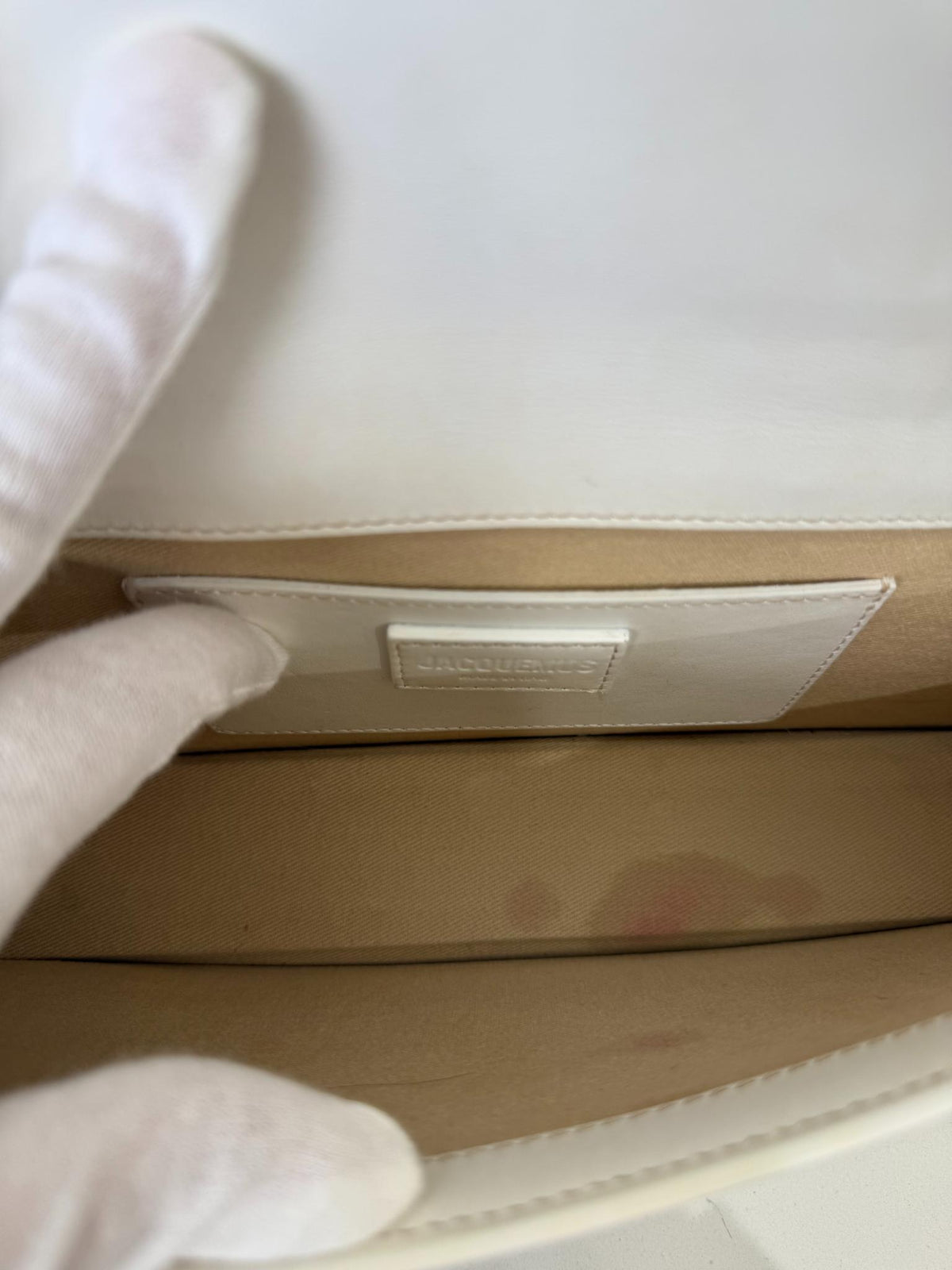 Jacquemus Le Bambino Long White Leather Shoulder Bag