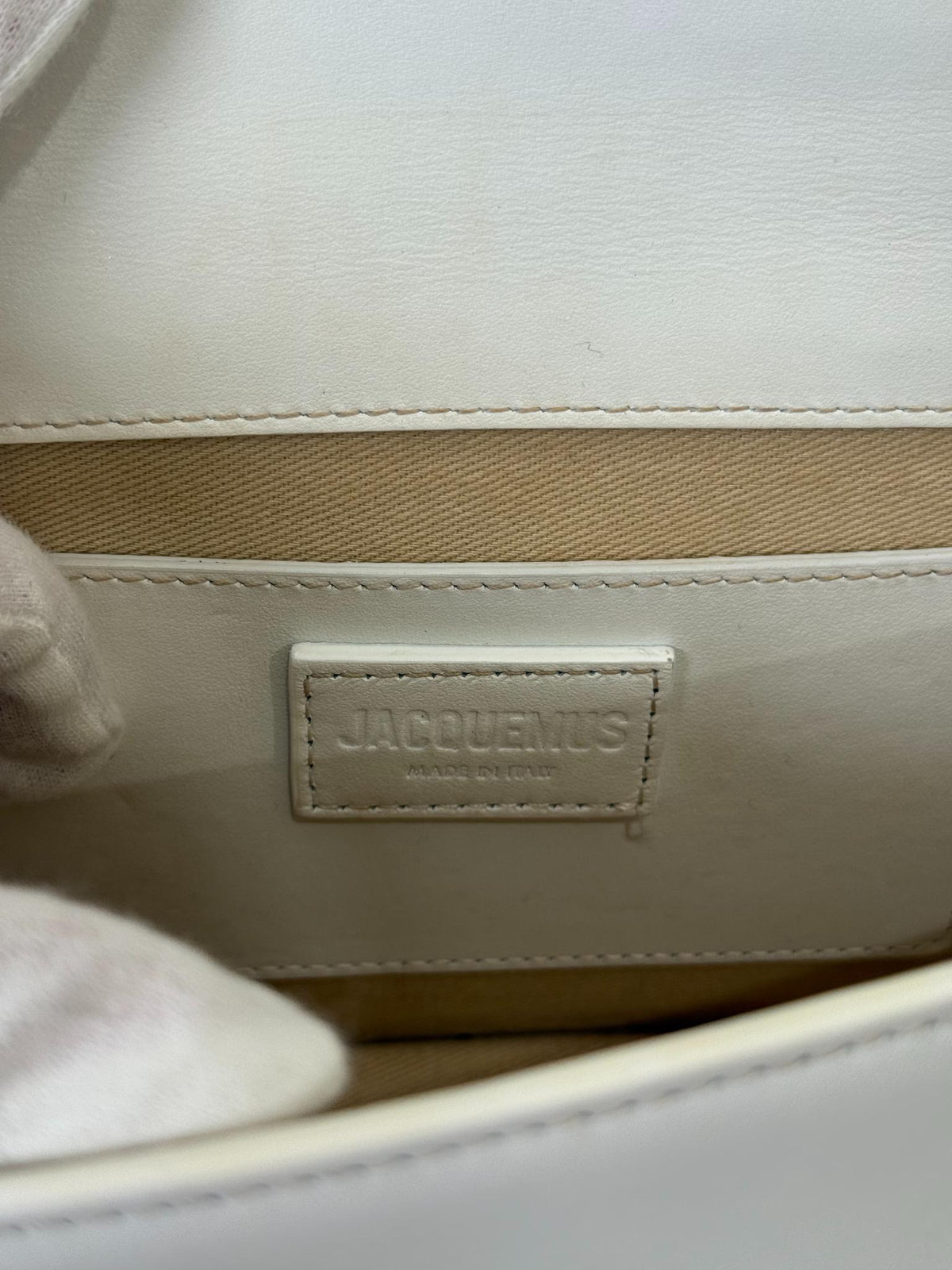 Jacquemus Le Bambino Long White Leather Shoulder Bag