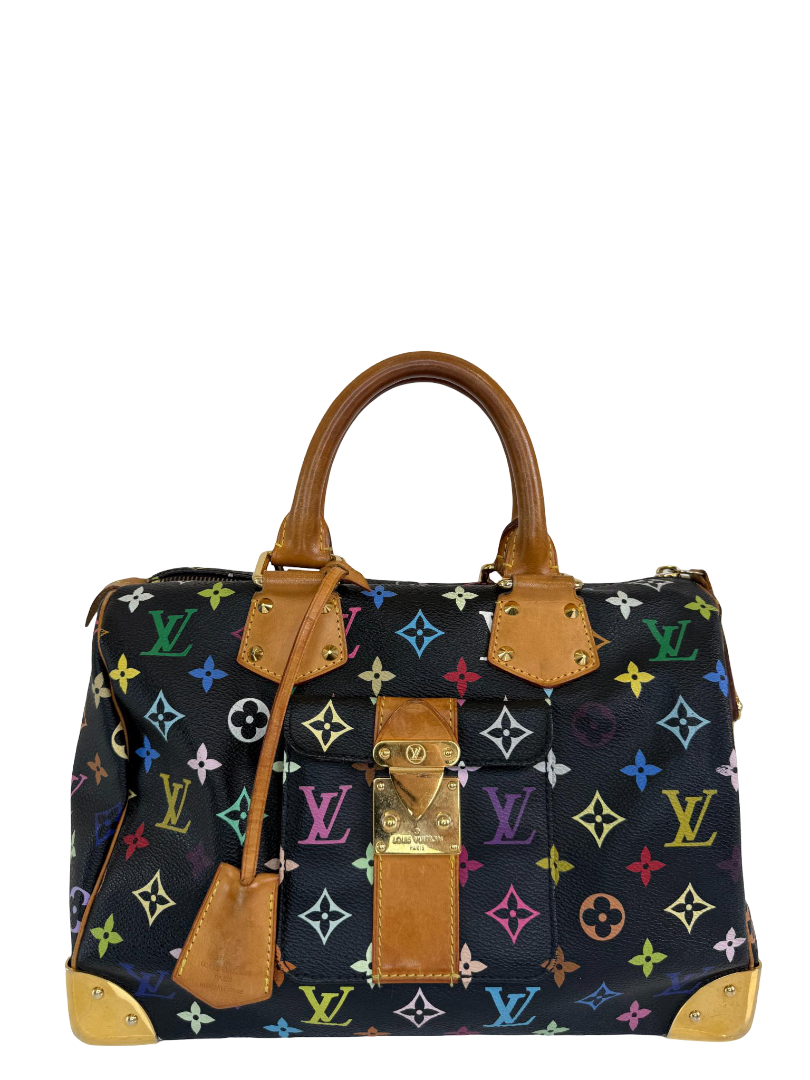 Louis Vuitton x Takashi Murakami Speedy 30 Black Monogram Multicolore
