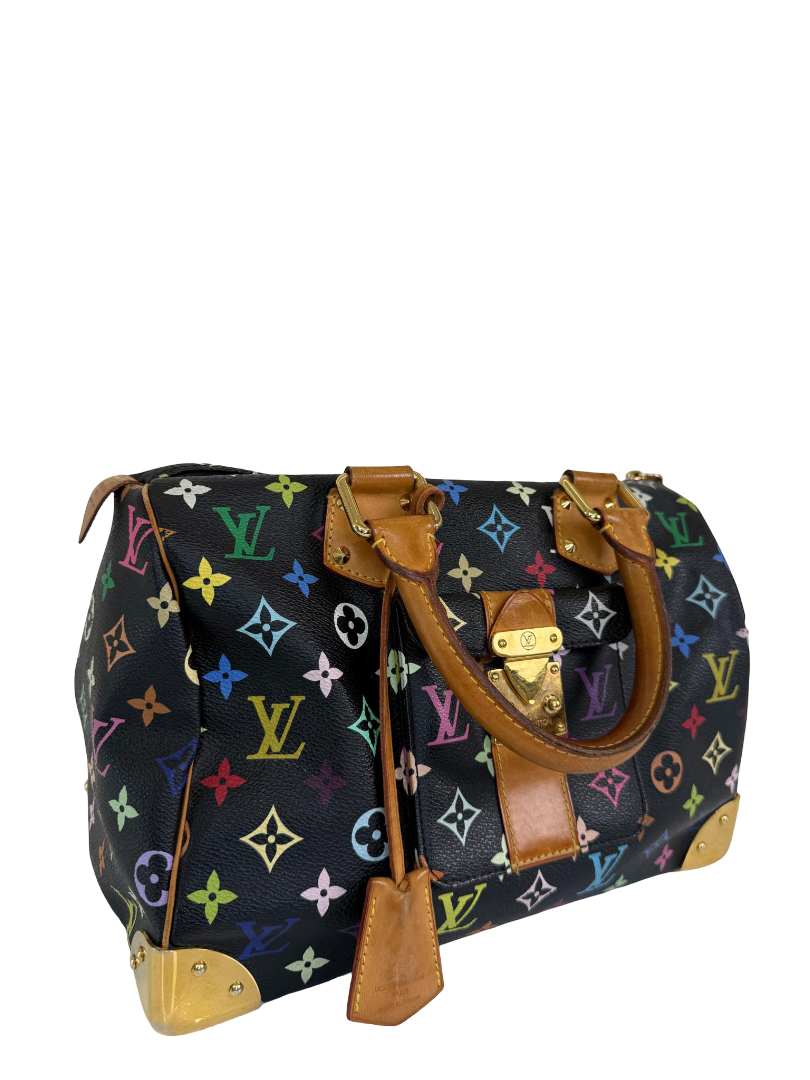 Louis Vuitton x Takashi Murakami Speedy 30 Black Monogram Multicolore