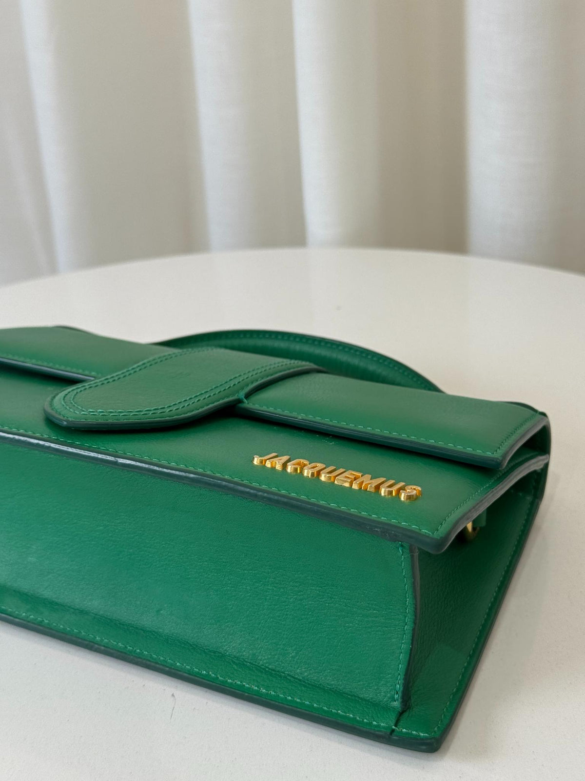 Jacquemus Le Grand Bambino Green Smoth Calfskin Top Handle Bag