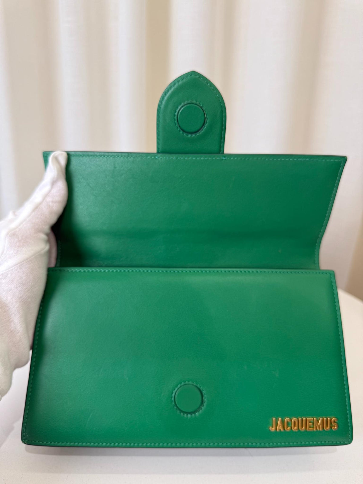 Jacquemus Le Grand Bambino Green Smoth Calfskin Top Handle Bag